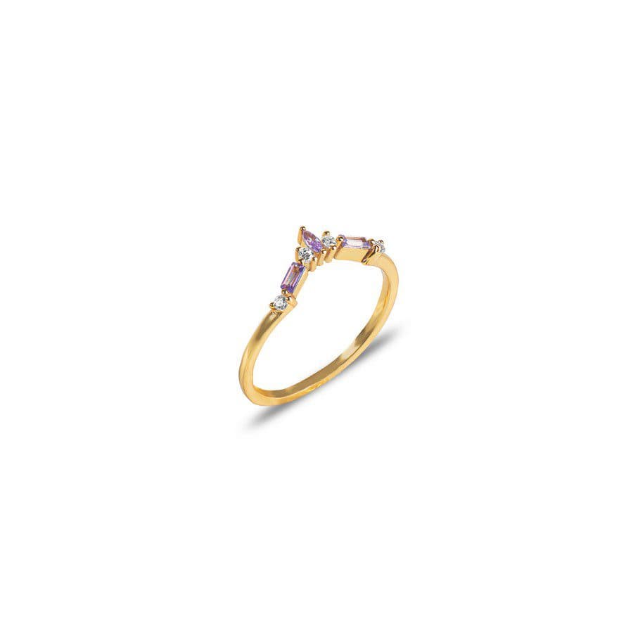 Δαχτυλίδι με μωβ & λευκές πέτρες: Amethyst